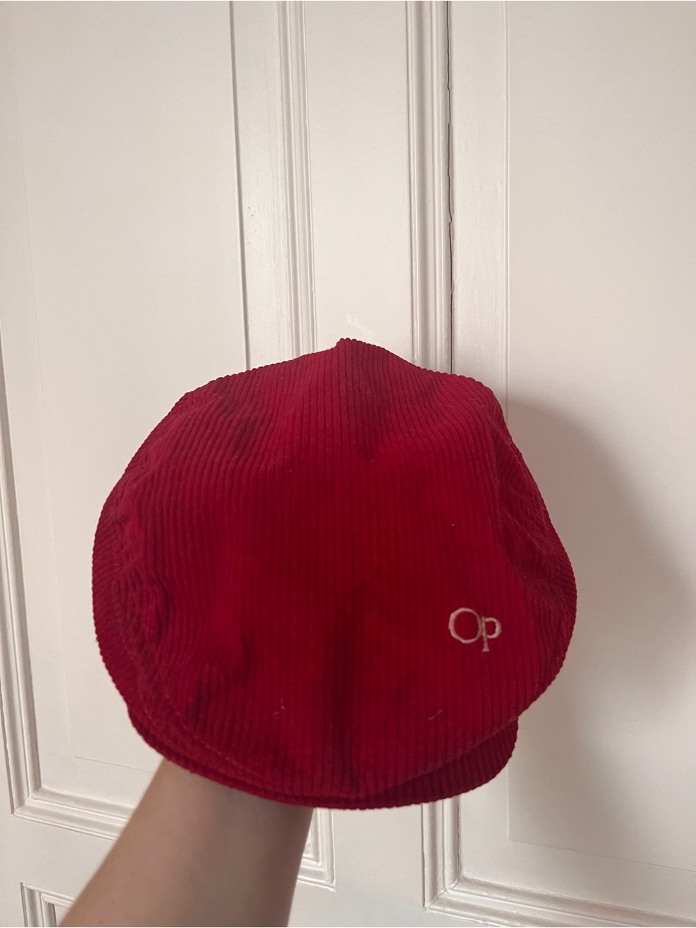 Vintage OP Ocean Pacific Newsboy Cap Corduroy Red Hat